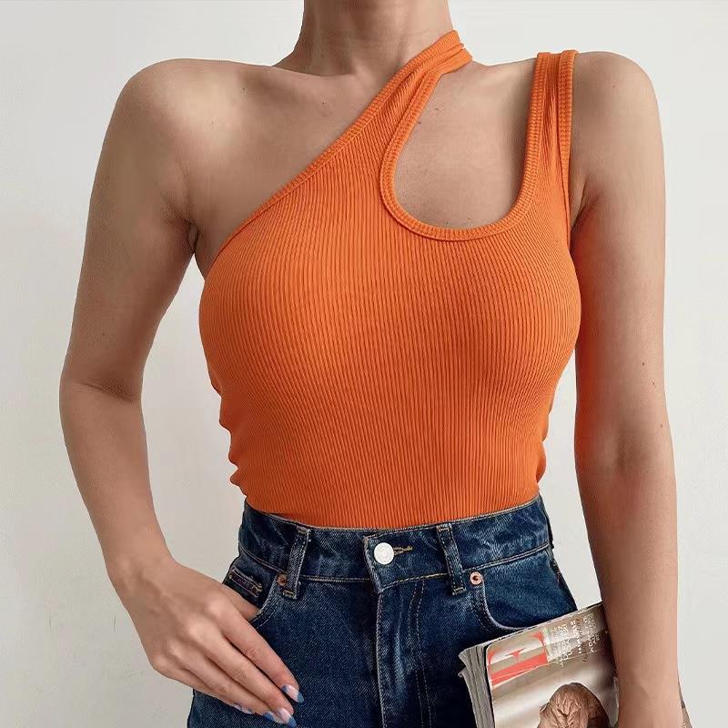 Solid Color Short Oblique Shoulder Irregular