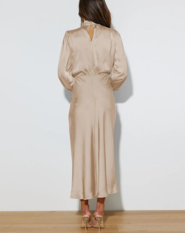 Satin Dress Elegant Long Sleeve