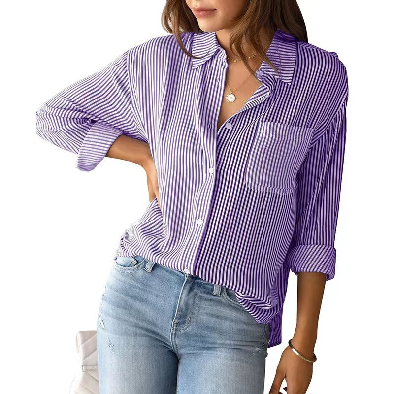 Effortlessly Stylish: Our Striped Loose Casual Shirt for the Perfect Casual Look