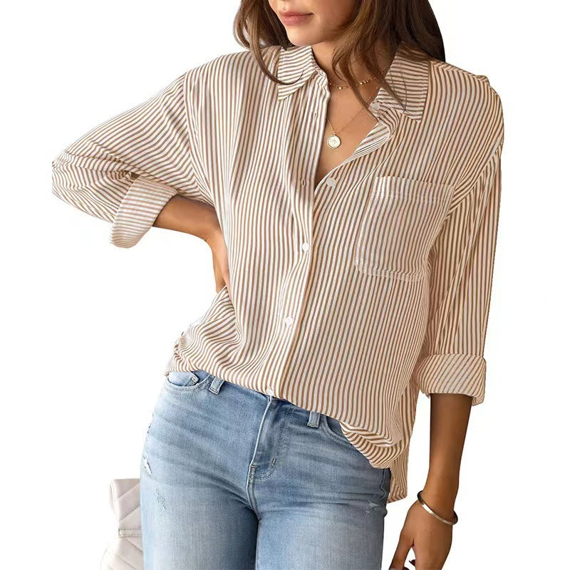 Effortlessly Stylish: Our Striped Loose Casual Shirt for the Perfect Casual Look