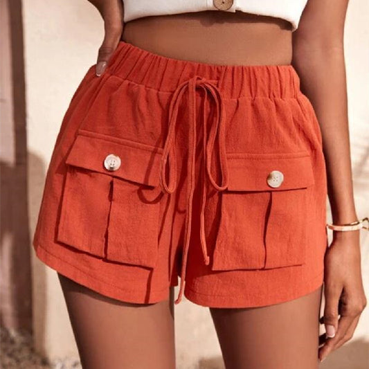 Pocket Loose Mid Waist Drawstring Leisure Cargo Short