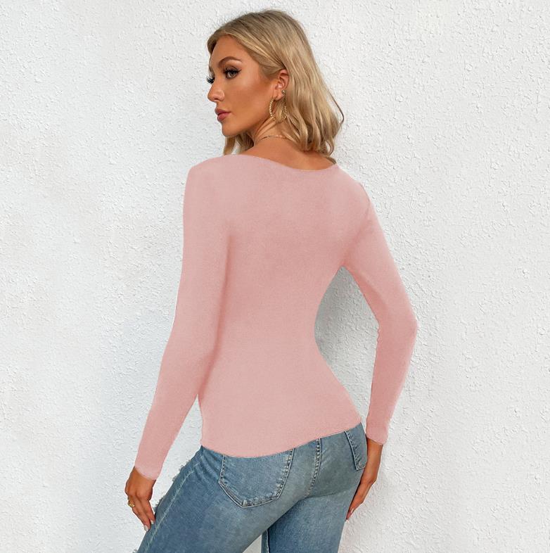 V Neck Cut Out  Long Sleeve