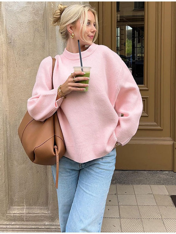 Sweet Round Neck Pullover Sweater